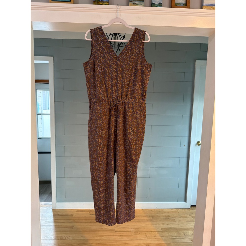 Toad&Co Sunkissed Liv SL Jumpsuit Blue Orange Abstract Print T1782101 Large